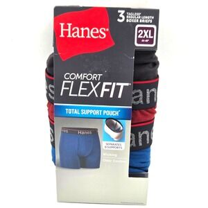 Hanes  Mens Boxer Brief Underwear Long Leg Polyester Blend Comfort Flex Fit  2XL